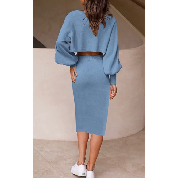 2-Piece Knit Midi Skirt+Sweater Set - Picture 4 of 7